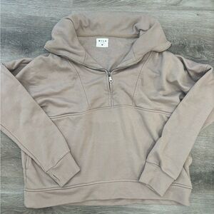 WILO Bella quarter zip sweater jacket size medium cotton tan